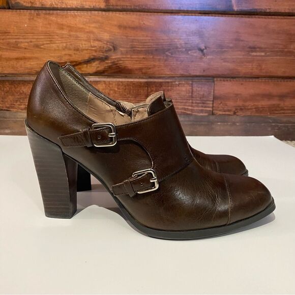 Marc Fisher Brown Leather 3 3/4 Inch Heel Side Zip Booties Women's Size 7M - Picture 7 of 11